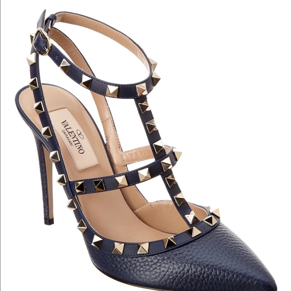 Valentino Rockstud Caged 100 Grainy Leather Pump